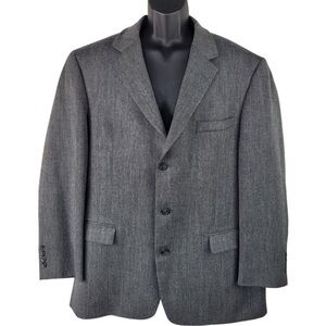 Andrew Fezza Men’s gray black 100% lambs wool blazer jacket size 46L